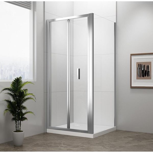 Easy Line Cabina Doccia Rettangolare 900X800 Mm, Porte A Soffietto, Versione L/R, Vetro Trasparente-image