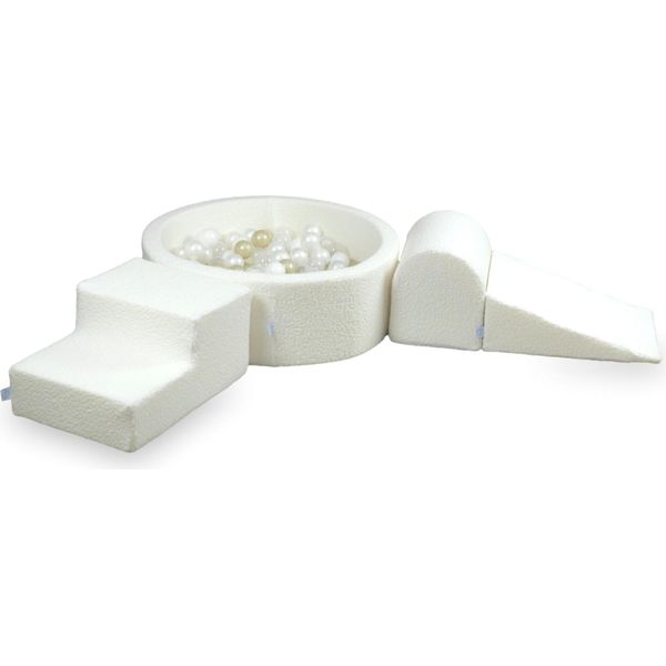 Parco Giochi In Schiuma Con Piscina 90X30 Boucle White 200 Palline: Trasparente, Bianco, Madreperla, Oro Chiaro-image
