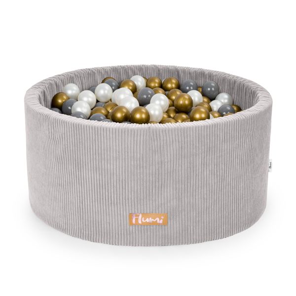 Flumi Piscina Di Palline Baby - Piscina Di Palline Per Bambini 90X40Cm Con 200 Palline ∅ 7Cm Eu - Grigio + Palline Grigio-Oro-image