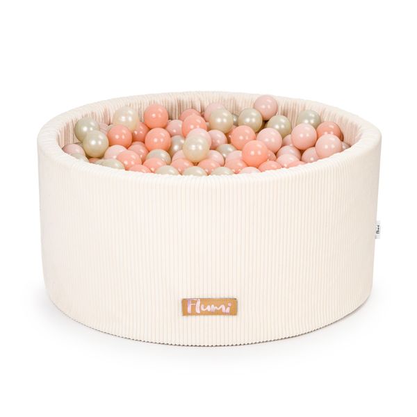Flumi Piscina Di Palline Baby - Piscina Di Palline Per Bambini 90X40Cm Con 200 Palline ∅ 7Cm Eu - Crema Chiaro + Pesca-image