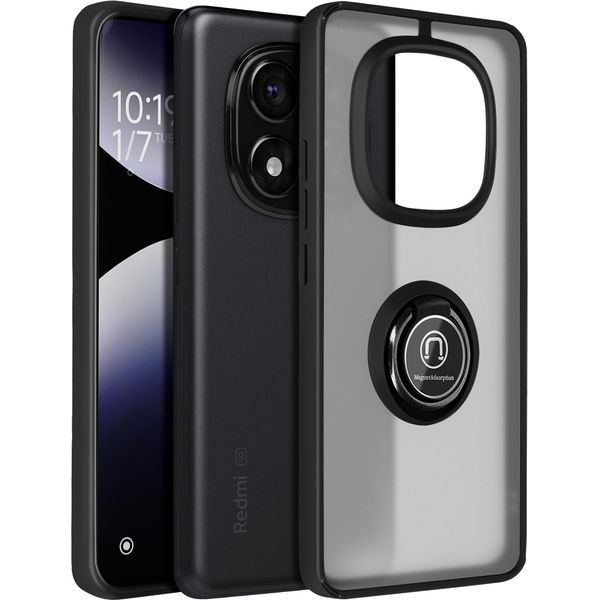 Avizar, Xiaomi Redmi Note 14 Pro 5G / 4G, Note 14 Pro Plus Custodia Anello In Metallo, Nero-image