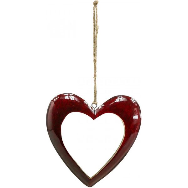Cuore Decorativo In Legno Rosso 15Cm, Decorazione Appesa Decorazione Cuore Decorazione Parete Decorazione Finestra-image