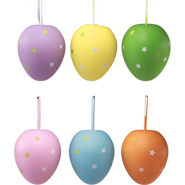 Uova Di Pasqua In Plastica Colorata Da Appendere, 6 Pezzi, 6,5 X 10 Cm Decorazioni Pasquali, 6 Pezzi-image