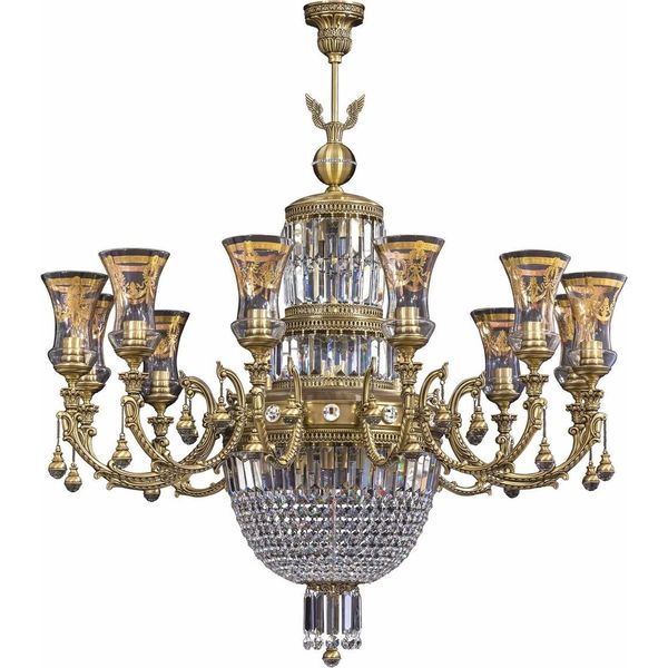 Casa Padrino Lampadario In Cristallo Barocco Ottone Con Patina Ø 107 X H. 120 Cm-image