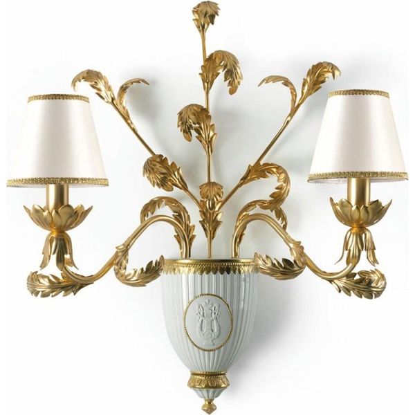 Casa Padrino, Doppia Applique Barocca Bianco/Oro 59 Cm - Italy-image