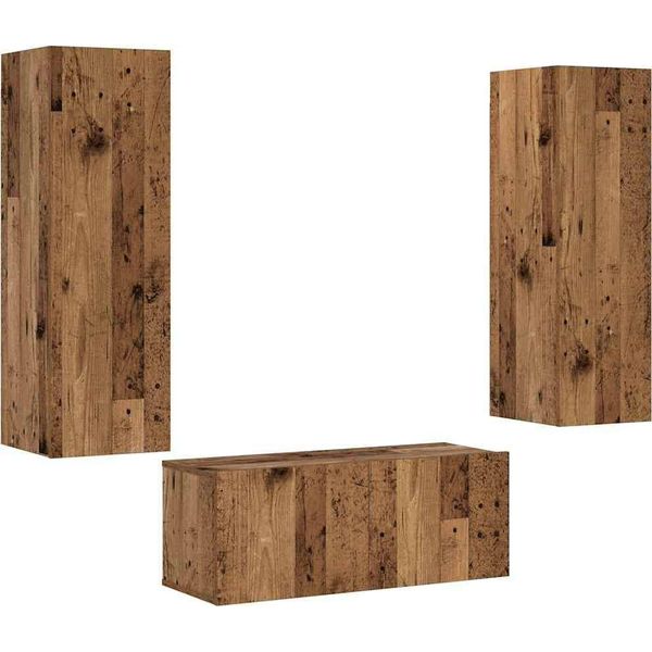 Syfax™ Mobili Tv A Parete 3 Pz Legno Antico In Legno Multistrato-image