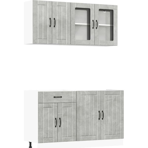Syfax™ Set Mobili Da Cucina 4 Pz Lucca Grigio Cemento In Truciolato-image