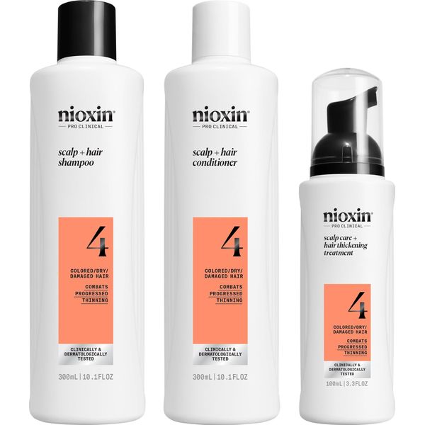 Nioxin System 4 Kit Trifasico Shampoo 300Ml Balsamo 300Ml Trattamento 100Ml Kit Diradamento Avanzato-image