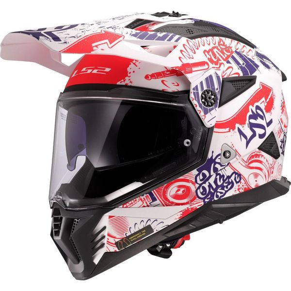Casco Enduro LS2 MX702 Pioneer Ii Fantasy Matt White Red Blue Taglia Xxl-image