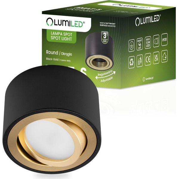 Lumiled Faretto A Plafone Faretto A Plafone Per Modulo Led Insert Faretto A Plafone Faretto Orientabile Plafone Rotondo Oro Nero 52Mm-image