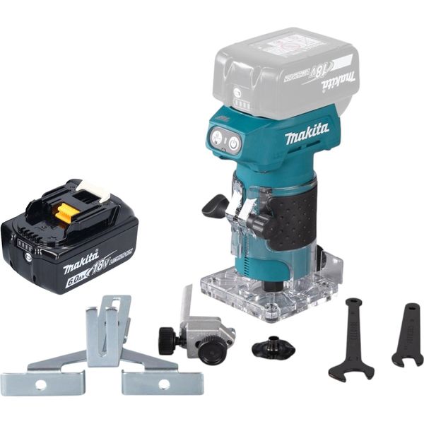 Fresatrice Per Bordi A Batteria Makita Drt 52 G1 18 V 6 Mm Senza Spazzole + 1X Batteria Ricaricabile 6,0 Ah - Senza Caricabatterie-image