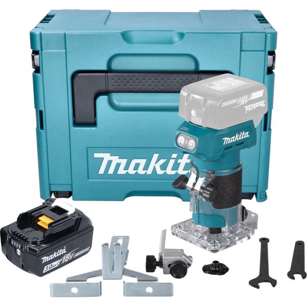 Fresatrice Per Bordi A Batteria Makita Drt 52 F1J 18 V 6 Mm Senza Spazzole + 1X Batteria Ricaricabile 3,0 Ah + Makpac - Senza Caricabatterie-image