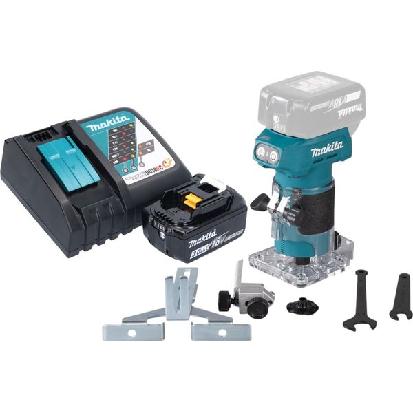 Fresatrice Per Bordi A Batteria Makita Drt 52 RF1 18 V 6 Mm Senza Spazzole + 1X Batteria Ricaricabile 3,0 Ah + Caricabatterie-image