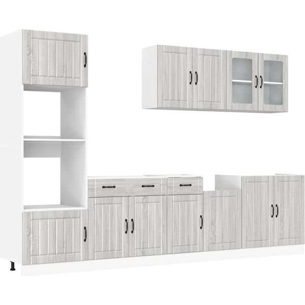 Syfax™ Set Mobili Da Cucina 7 Pz Kalmar Grigio Sonoma In Truciolato-image