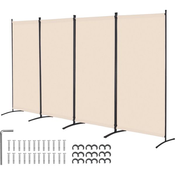 Divisorio Per Ambienti Vevor A 4 Pannelli 3464 X 1840 X 520 Mm, Schermo Pieghevole Per La Privacy E Divisorio Per Ambienti Portatile, Indipendente Beige-image