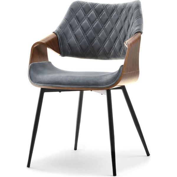 Sedia Da Pranzo Di Design Nenet - Noce / Grigio / Nero-image