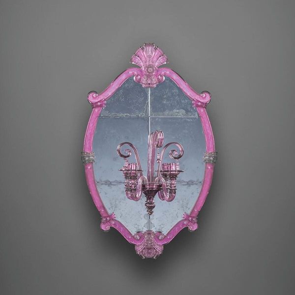 Casa Padrino Specchio Barocco Con Doppia Luce A Parete Rosa H. 110 Cm - Italy-image