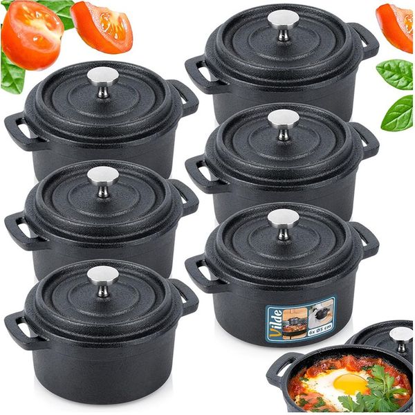 Vilde Pentola Da Portata Pentola In Ghisa Con Coperchio Cast Line Casseruola 10 Cm 250 Ml 6 Pz.-image