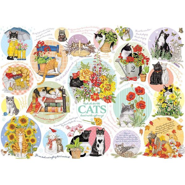 Cobble Hill Puzzle Katzen Cat Thoughts - 1000 Teile Katzenpuzzle Spaß-image