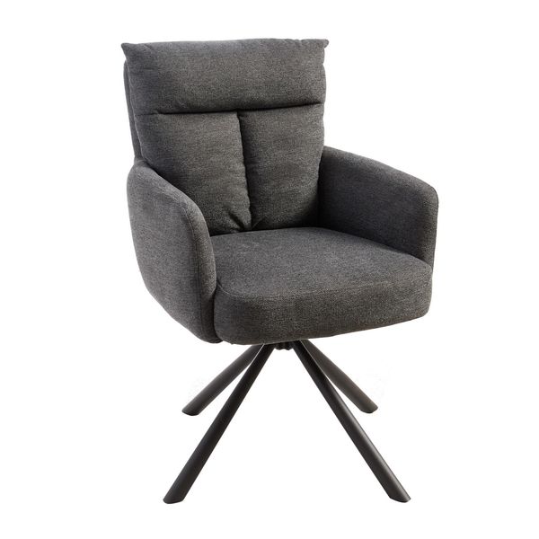 Riess-Ambiente Stuhl Big George - Drehbar Retro Grau Mit Armlehnen Und Bonellfederkernpolsterung Esszimmer-image