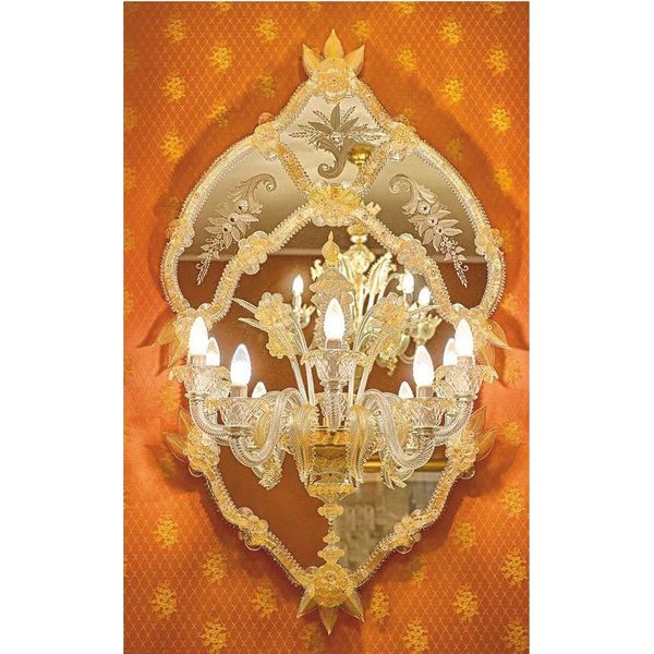 Casa Padrino Specchio Barocco Con Applique Giallo H. 115 Cm - Italy-image