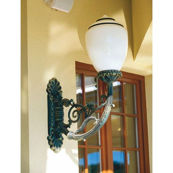 Casa Padrino Applique Da Esterno Barocco Verde Antico / Bianco H. 89,5 Cm - Illuminazione Da Esterno In Stile Barocco-image
