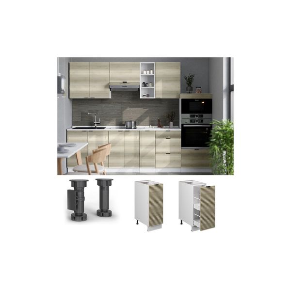 Vicco Apothekerunterschrank Fame-Line Weiß Eiche GefräSt 30 Cm Mit Arbeitsplatte Eiche-image