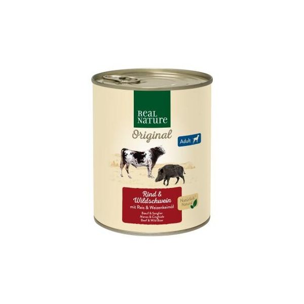 Real Nature Nourriture Humide Chien Adulte BœUf Et Sanglier 6X800 G-image