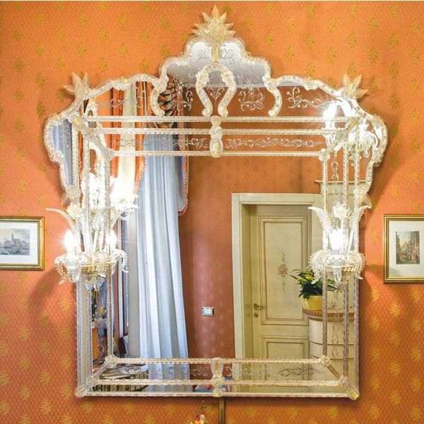 Casa Padrino Specchio Barocco Con 2 Applique Giallo 150 X H. 160 Cm - Italy-image