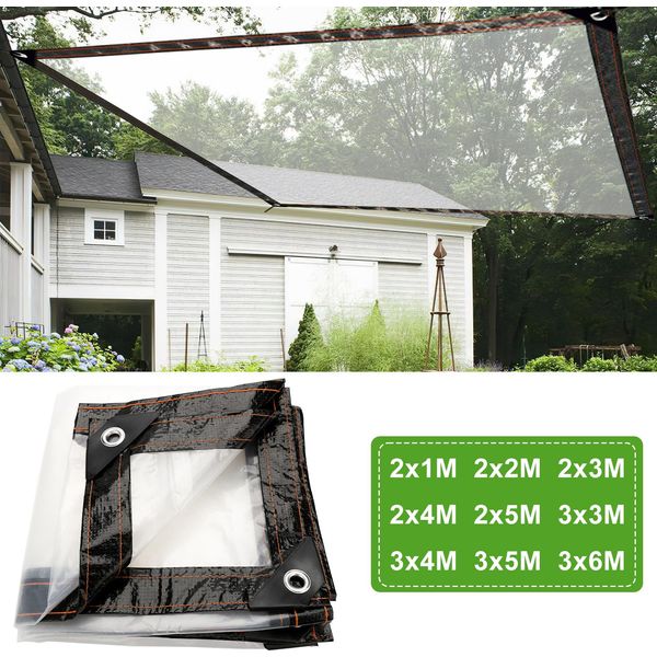 Jayseuw Telone Trasparente Impermeabile In Pvc Con Occhielli, Telone Resistente Alle Intemperie Tettoie Resistenti Pieghevole, 2 × 3M Telone Di Protezione Dalla Pioggia Per Mobili Da Giardino Piante Serra-image