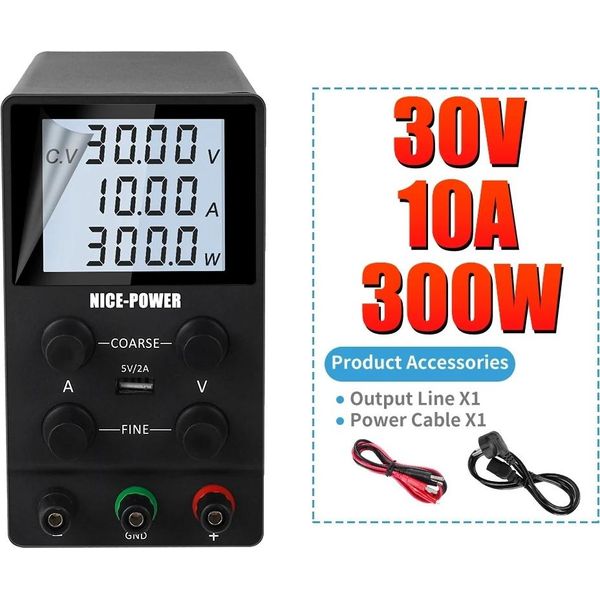 Alimentatore Dc, Uscita 30V/60V/120V, Corrente 3A/5A/10A, Nero SPS3010D-image