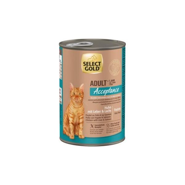 Select Gold Acceptance BoîTes De PâTéE Chat Adulte Poulet, Foie Et Saumon 24X400 G-image