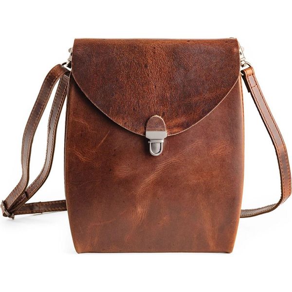 Harold's Pelle Borsa A Tracolla Fold Handbag Clutch Up Brown Marrone Scuro-image