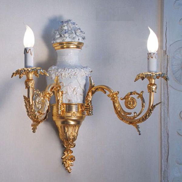 Casa Padrino Doppia Applique Barocca Oro/Bianco H. 55 Cm - Italy-image