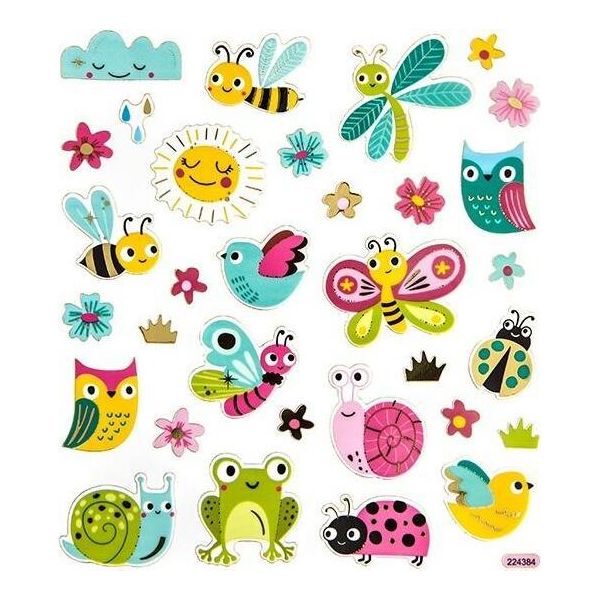 Adesivi Decorativi Colorati Wiese Animali Primavera Fai Da Te 32Pz.-image