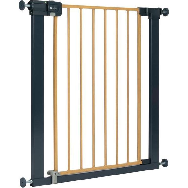 Cancelletto Di Protezione Per Porte Safety 1St, Cancelletto In Metallo Easy Close, Senza Foratura, 73-80 Cm (Estensibile Fino A 108 Cm), Apertura Con 1 Mano, Doppia Chiusura Di Sicurezza, Legno-image