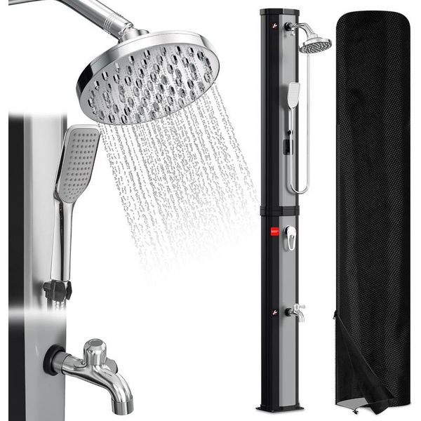 Jopassy Doccia Solare Doccia Per Piscina Doccia Da Giardino 60L Argento Con Cappuccio Protettivo E Doccetta Doccia Da Campeggio Fino A 60°C Doccia A Pioggia Doccia Da Esterno Piscina Da Campeggio-image