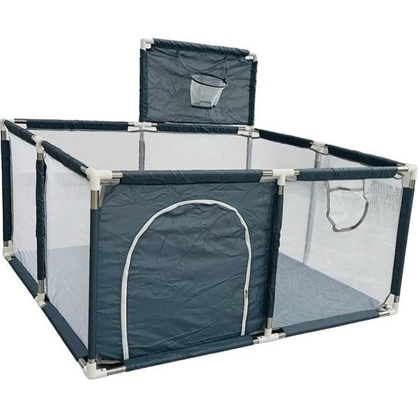 Area Giochi Per Bambini, Dimensioni Grandi 128X128X66 Cm, Materiale Resistente, Grigio Scuro-S-image