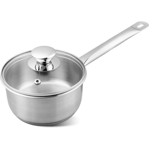 Pentolino Magichome Chloe, 14 Cm, 1 Litro, Con Coperchio In Vetro, Acciaio Inox-image