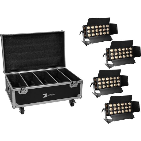 Eurolite Set 4X Led CLS-18 Qcl Rgb/Ww 18X7W + Flight Case Con Ruote-image