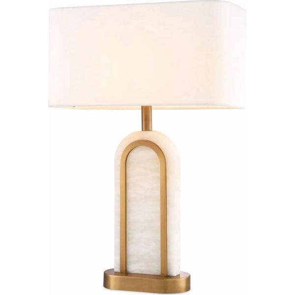 Casa Padrino Lampada Da Tavolo In Ottone Antico / Alabastro / Bianco H. 67 Cm - Luxury Lights-image
