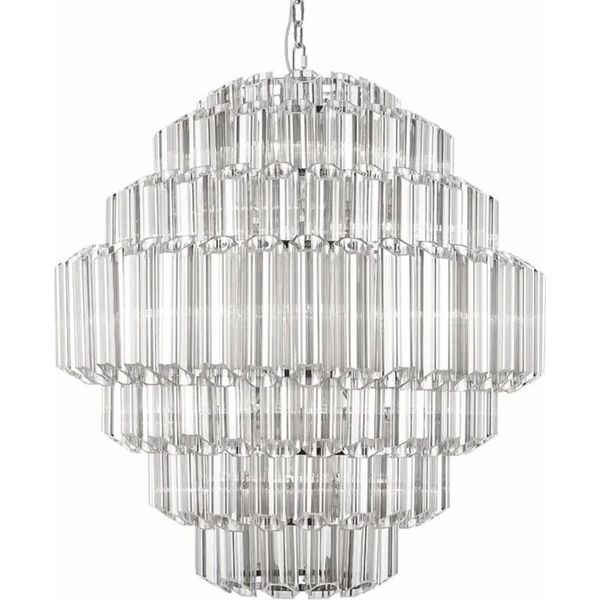 Casa Padrino Lampadario In Vetro Argento Ø 80 X H. 93 Cm - Lampadario Rotondo-image