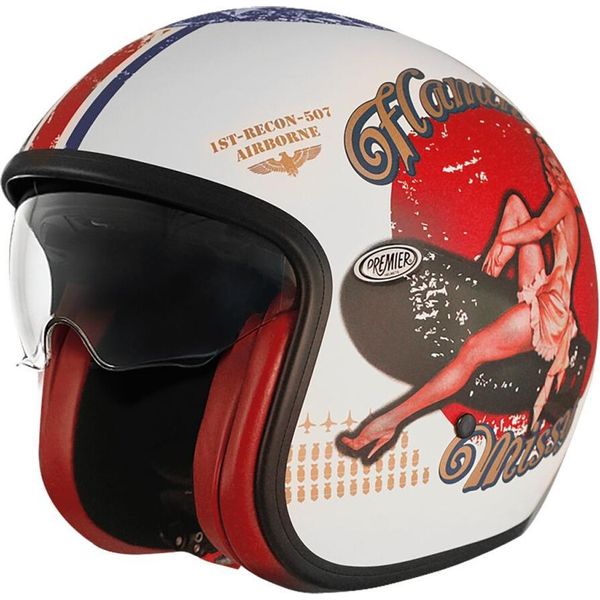 Premier Helmets 23 Vintage Pin Up8 Bm 22.06 Casco Jet Rosso, Bianco L Rosso, Bianco L-image
