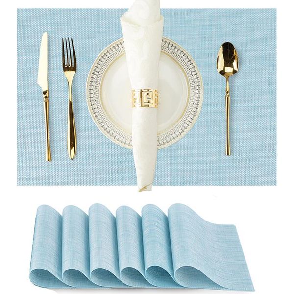 Inf Set Di 6 Tovagliette Americane, 30X45 Cm, Colori Misti Blu + Bianco-image