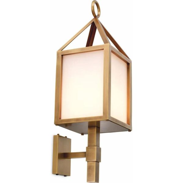 Casa Padrino Applique Per Esterni Ottone Antico / Bianco H. 86 Cm - Illuminazione Per Esterni-image