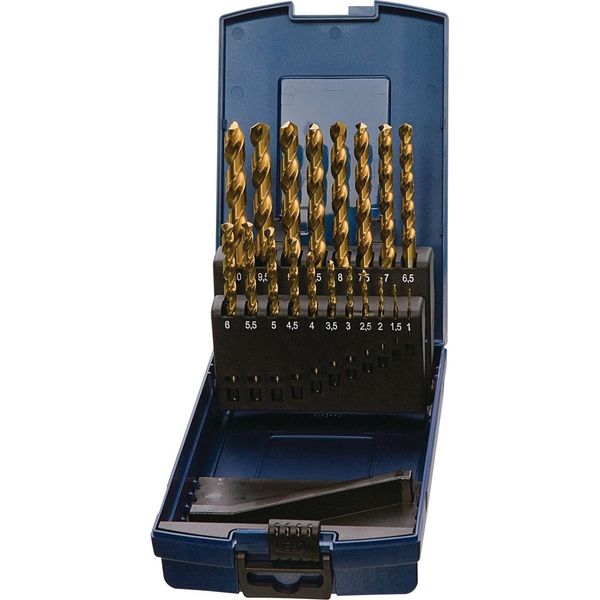 Set Di Punte Elicoidali Din 338 Tipo N Ø Nominale 1-13X0,5 Mm Hss Tin 25 Pezzi Cassetta In Plastica-image