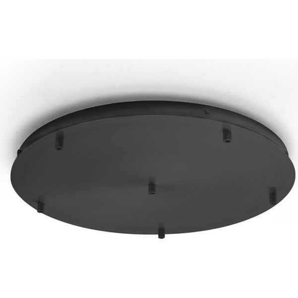 Rosone Tondo In Metallo Alice Nero IP20 Per Lampade A Sospensione - Base Da Soffitto Moderna, Attacco 6 Fori, Facile Installazione-image