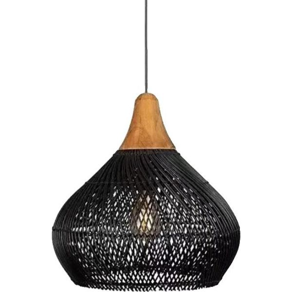 Lampada A Sospensione Di Design, Vintage Realizzata A Mano In Rattan, Stile Giapponese, B, Senza Lampadina-image