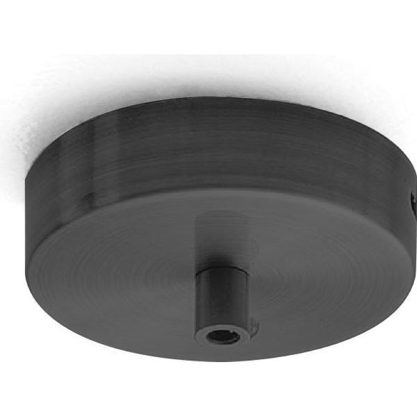 Rosone Tondo In Metallo Alice Nero IP20 Per Lampade A Sospensione - Base Da Soffitto Moderna, Attacco Centrale, Facile Installazione-image