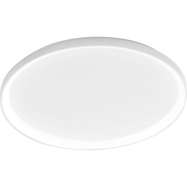 Krizia - Plafoniera Led 80W Dimmerabile - 5800Lm, Luce Calda 3000K, Diffusore Opale, Alluminio Bianco Satinato, D. 70 Cm, IP20, Design Moderno-image